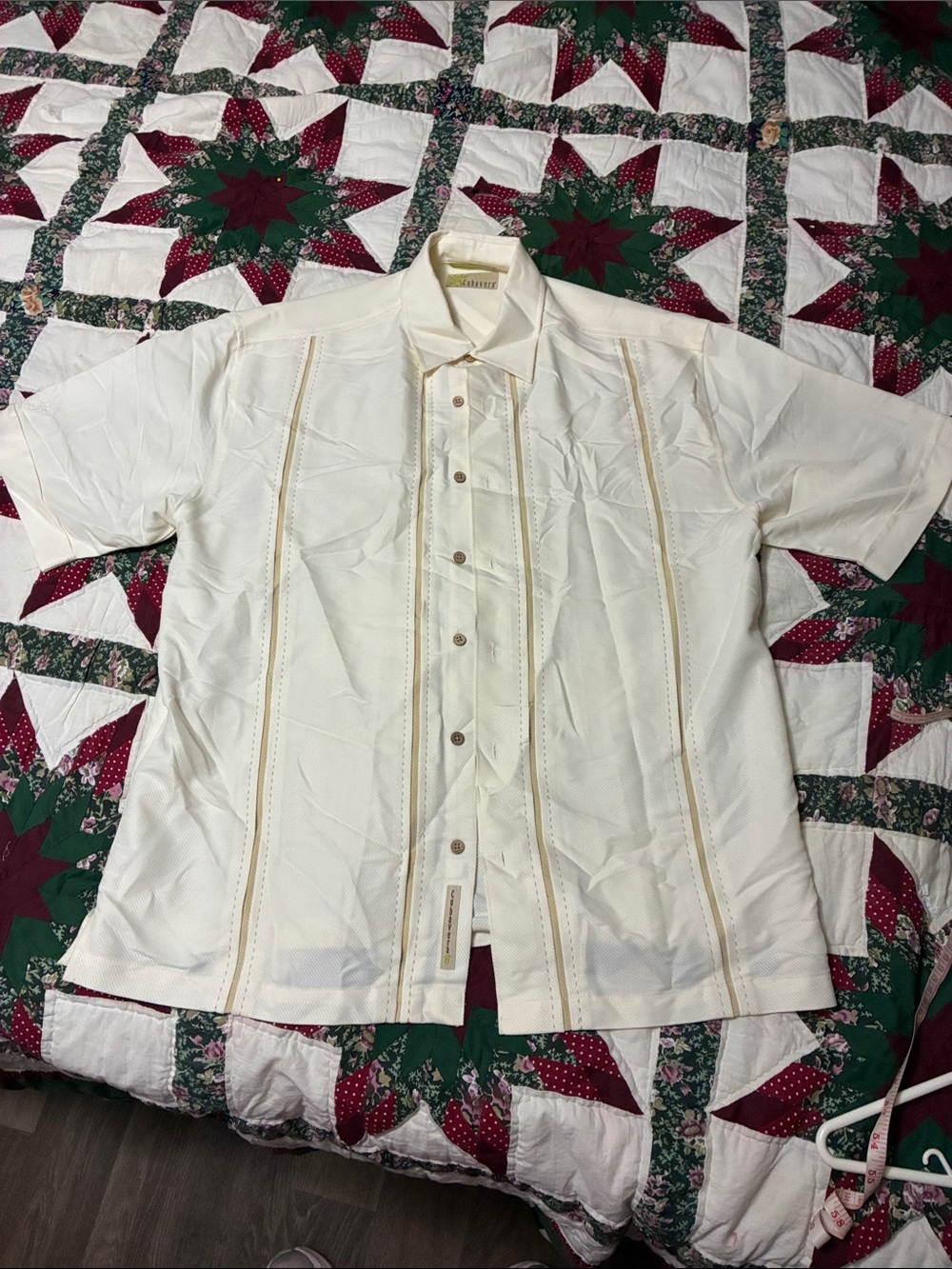 Cubavera Cream Short-Sleeve Embroidered Button-Down Shirt